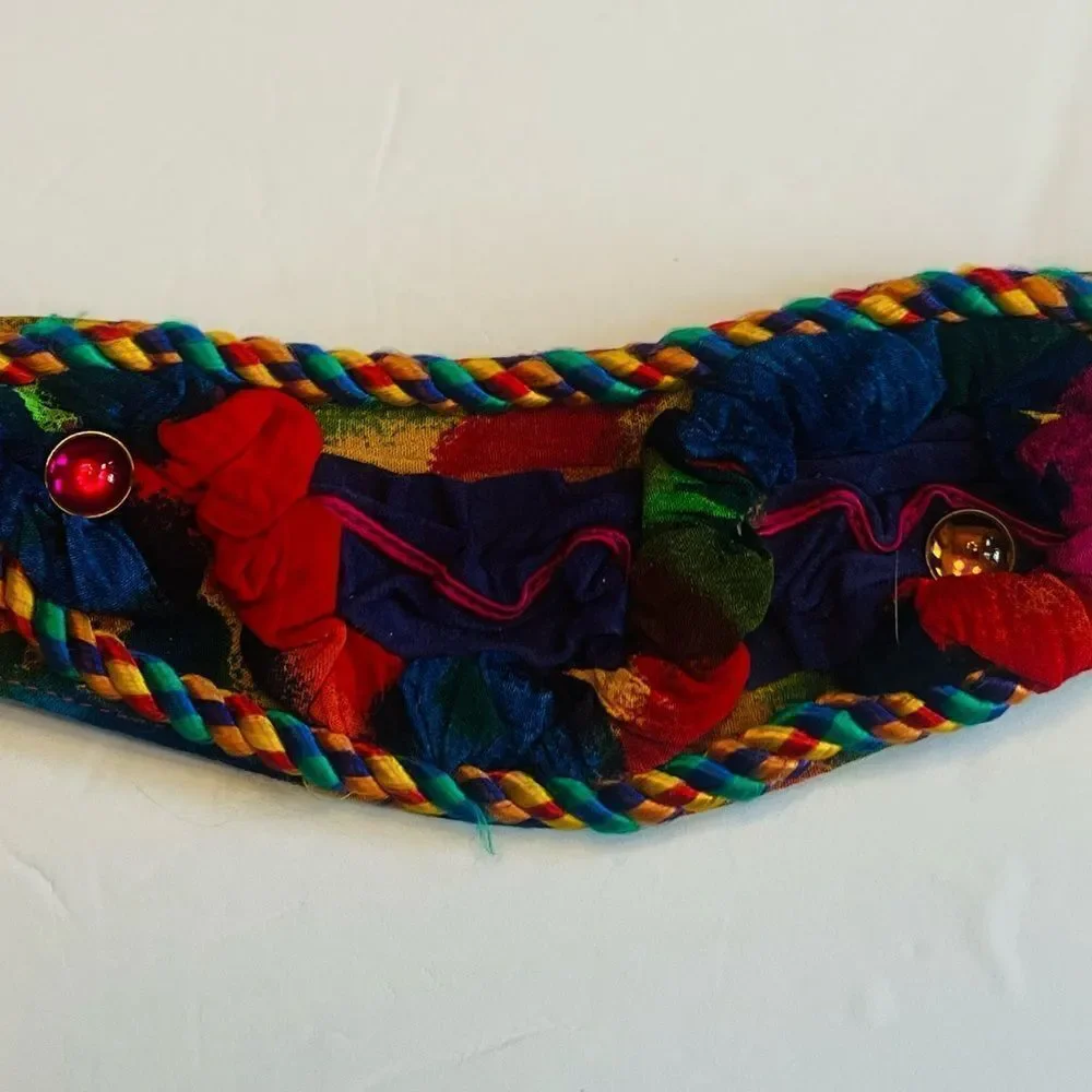 Ali Miles Fabric Belt Small Colorful Beaded‎ Whimsical Vintage